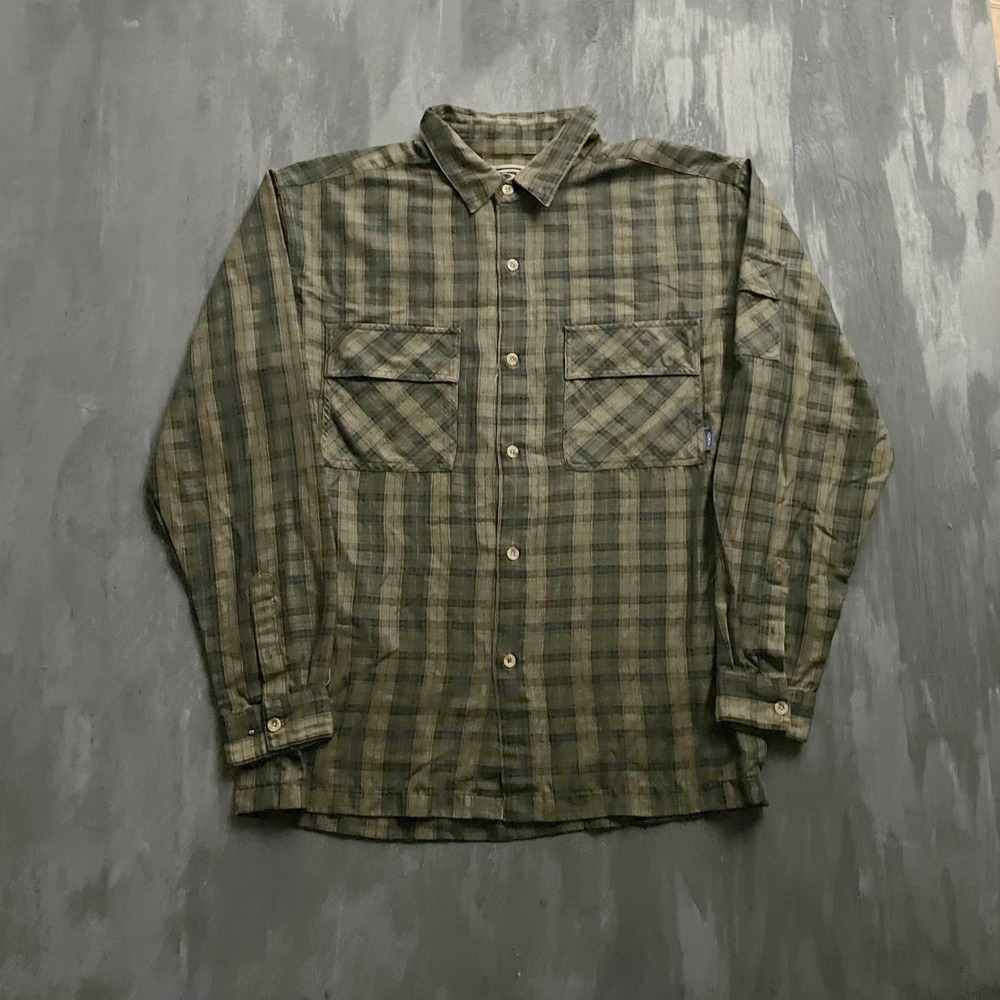 Vintage Ocean Pacific Plaid Flannel Shirt Mens Large Green 2000s OP Button Down